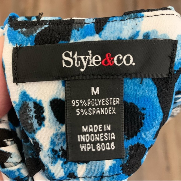 Style & Co. Animal Print Style Top-Med, Blue/White - Picture 4 of 8